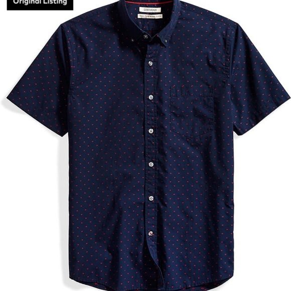 Men's Short-Sleeve Shirt: Navy & Red - Picture 5 of 6